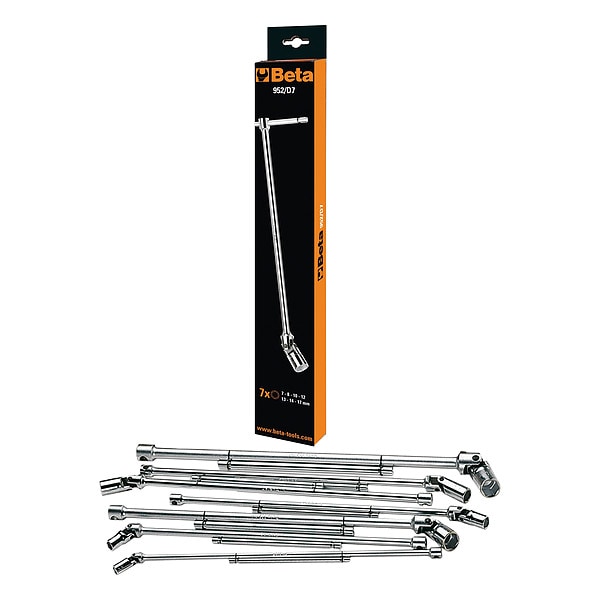 Beta 952/S7 Set of 7 Sliding T-Handle Wrenches, 6-Point Swivel Socket, Metric 8mm-19 mm - 952/S7