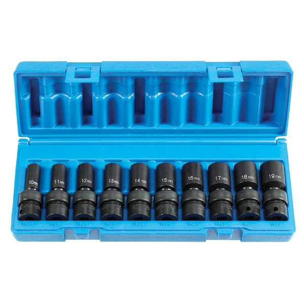 Grey Pneumatic SKT SET 3/8" DR 10PC UNIV MET SEMI DEEP - GP1210UMSD