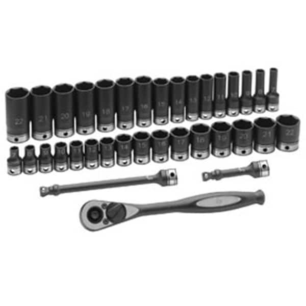 Grey Pneumatic Grey Pneumatic 81635MRD 0.38 in. Drive 35pc Metric Std And Deep Duo-Socket Set - 6 Pt. - GRY-81635MRD