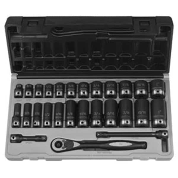 Grey Pneumatic Grey Pneumatic 81627RD 0.38 in. Drive 27pc Fract. Std And Deep Duo-Socket Set - 6 Pt. - GRY-81627RD