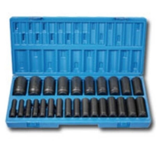 Grey Pneumatic Grey Pneumatic GRE1726MD 26 Pc .5 Inch Dr 12 Pt Deep Length Metric Set - GRE1726MD