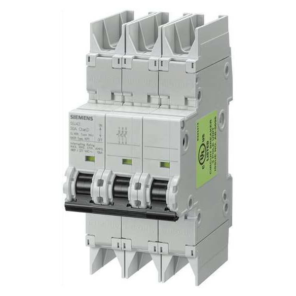 Siemens Miniature Circuit Breaker, 5SJ4 Series, 20A, 3 Pole, 277/480V AC, 10kA, C Curve - 5SJ43207HG42