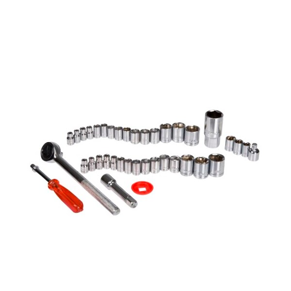 Fleming Supply 40-piece Ratcheting Socket Wrench Set, Metric Standard 6-Point Hex Socket Organizer Kit with Handles - 239788VCJ