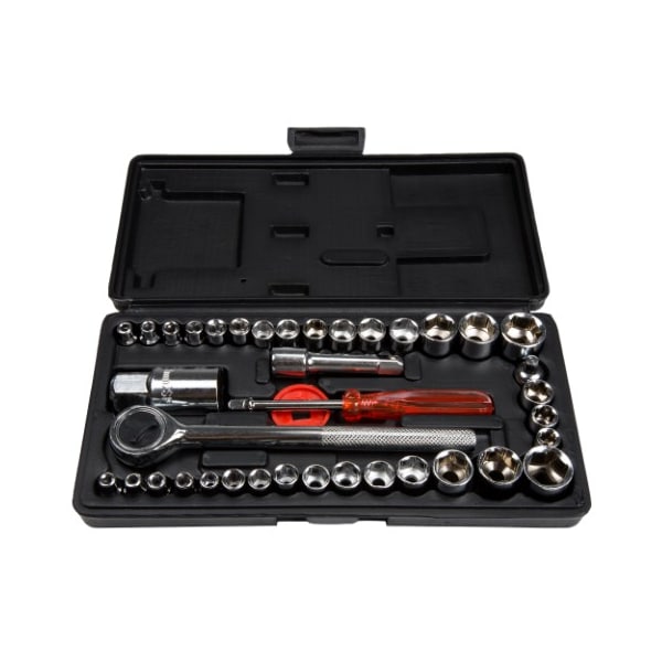 Fleming Supply 40-piece Ratcheting Socket Wrench Set, Metric Standard 6-Point Hex Socket Organizer Kit with Handles - 239788VCJ