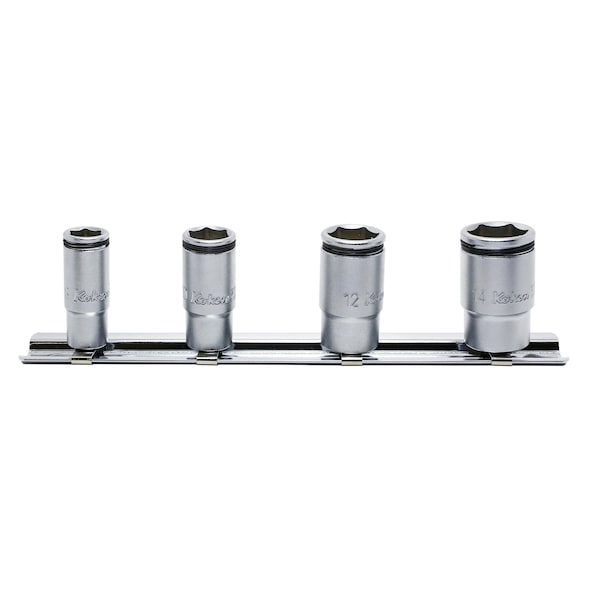 Ko-Ken Socket set 8-14mm Nut Grip 150mm 4 pieces 1/4 Sq. Drive - RS2350X/4