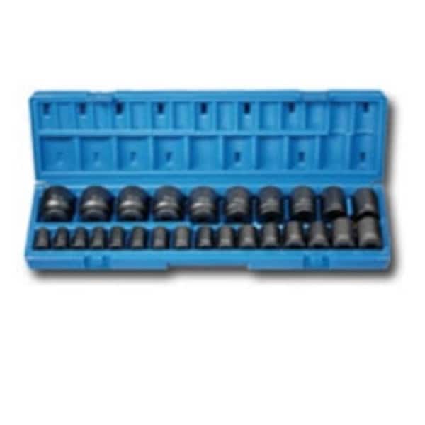Grey Pneumatic Grey Pneumatic GRE1726M 26 Pc .5 Inch Dr 12 Point Standard Length Metric Set - GRE1726M