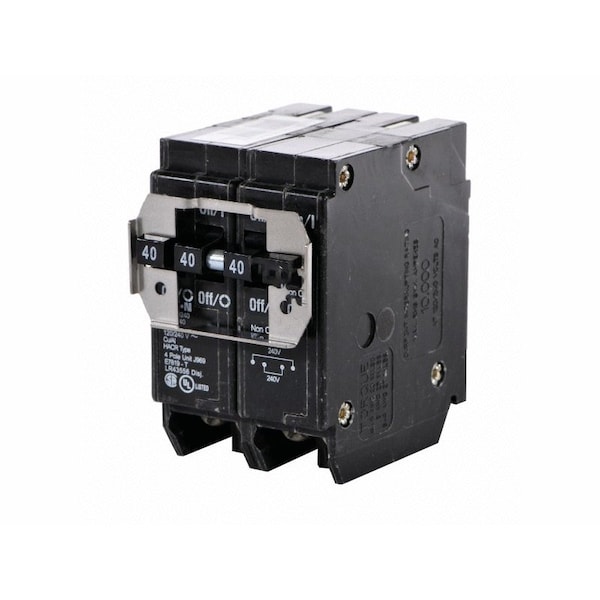 Eaton Circuit Breaker, BR Series, 40A, 4 Pole, 120/240V AC, 10kA - BQ240240