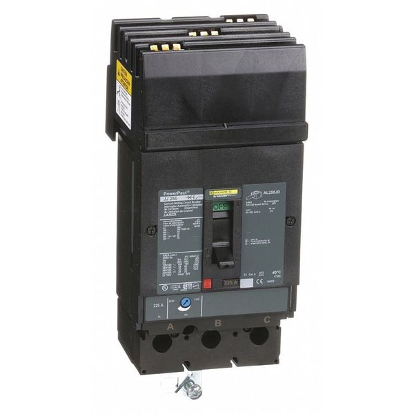 Square D Molded Case Circuit Breaker, JJA Series, 225A, 3 Pole, 600V AC, 100kA at 240V AC - JJA36225