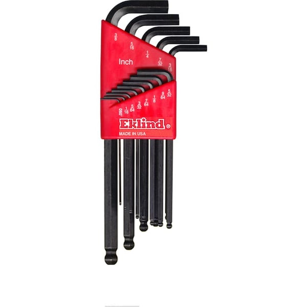Eklind 13-Piece Hex Key Set, Ball-Hex-L Shape, SAE, Long, Steel, 2 Tips, Plastic Holder, 13213 - 13213