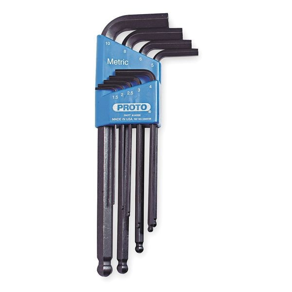 Proto 9 Piece Metric L-Shape Hex Key Set, J4996 - J4996