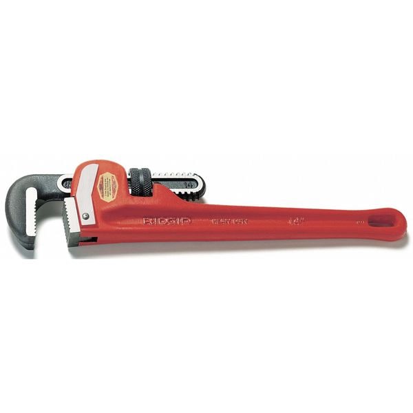 Ridgid Pipe Wrench, Straight, Cast Iron, 18 in L, 2 1/2 in Jaw Capacity - 18