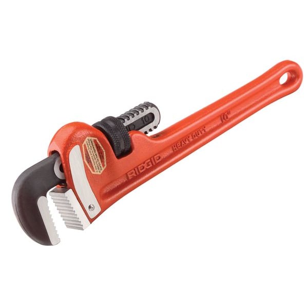 Ridgid Pipe Wrench, Straight, Cast Iron, 18 in L, 2 1/2 in Jaw Capacity - 18