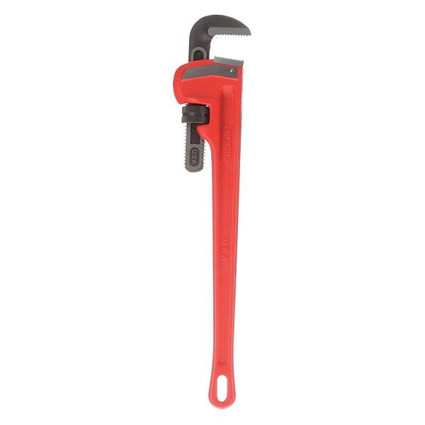 Ridgid Pipe Wrench, Straight, Cast Iron, 24 in L, 3 in Jaw Capacity - 24