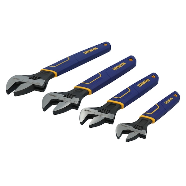 Irwin Vise-Grip Adjustable Wrench Set, 6 in, 8 in, 10 in, 12 in, Chrome, 4-Piece - 2078706
