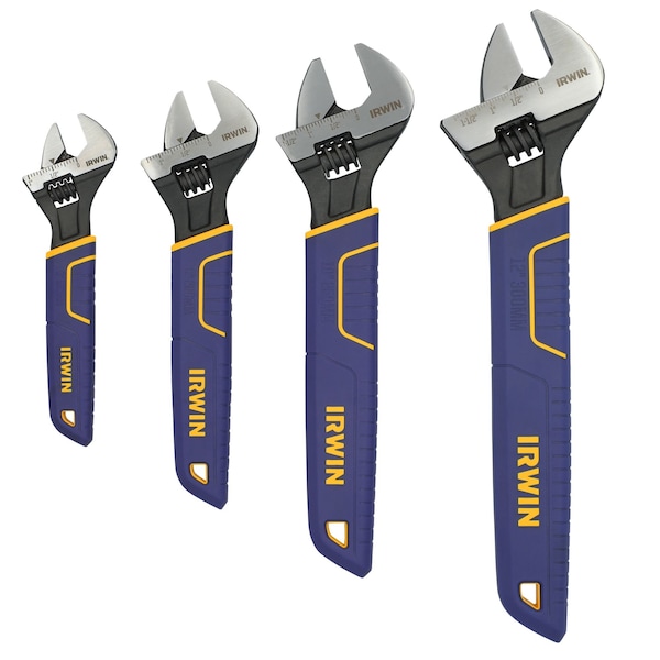 Irwin Vise-Grip Adjustable Wrench Set, 6 in, 8 in, 10 in, 12 in, Chrome, 4-Piece - 2078706