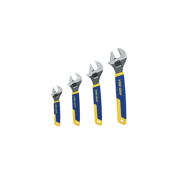 Irwin Vise-Grip Adjustable Wrench Set, 6 in, 8 in, 10 in, 12 in, Chrome, 4-Piece - 2078706