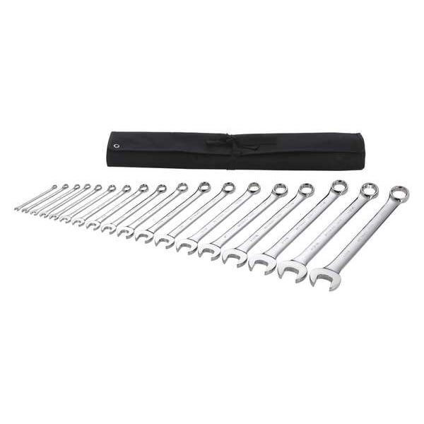 Westward Combination Wrench Set, SAE, 1/4 in to 1 1/4 in Head Sizes, 6 Points, 18-Piece - 54DF96