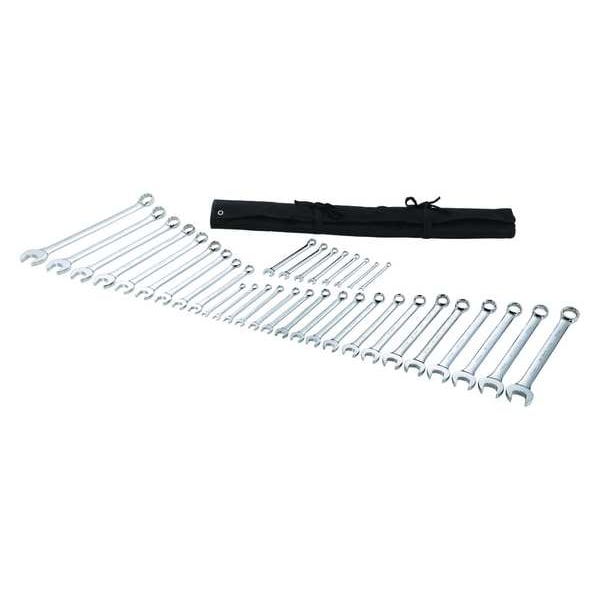 Westward Combination Wrench Set, 15 Degree Head Angle, 35-Piece - 54DF95