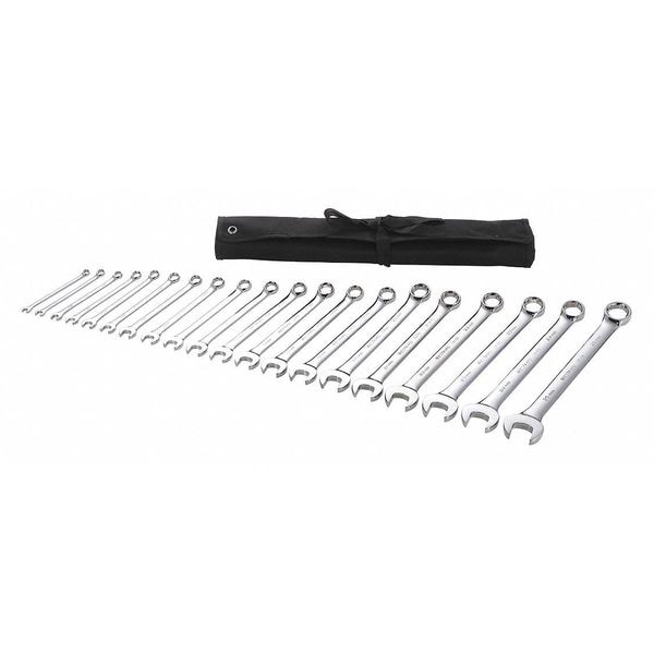 Westward Combination Wrench Set, Metric, 6 mm to 25 mm Head Sizes, 6 Points, 20-Piece - 54DF97