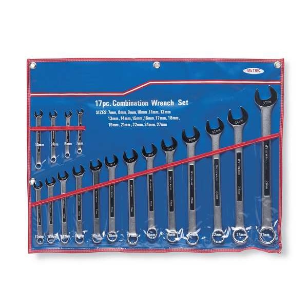 Westward Combo Wrench Set, Satin, 1/4-1-1/4 in, 17Pc - 4PL92