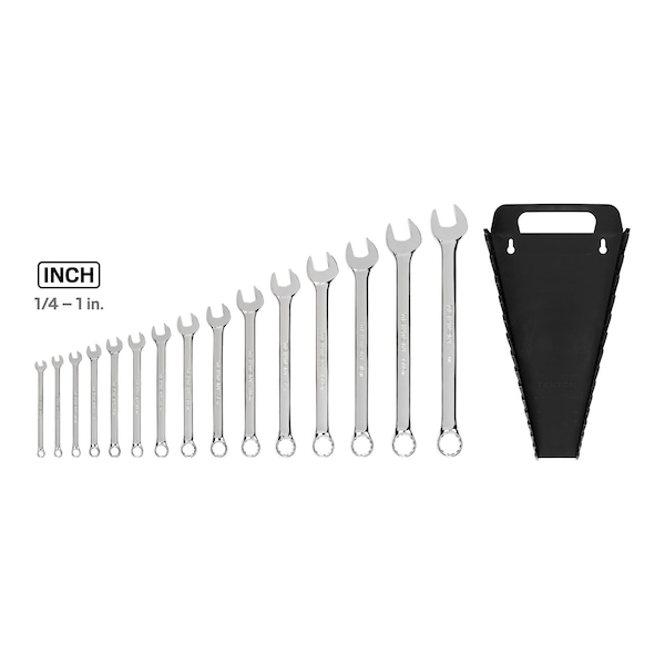 Tekton Combination Wrench Set with Holder, 15-Piece (1/4 - 1 in.) - 18772