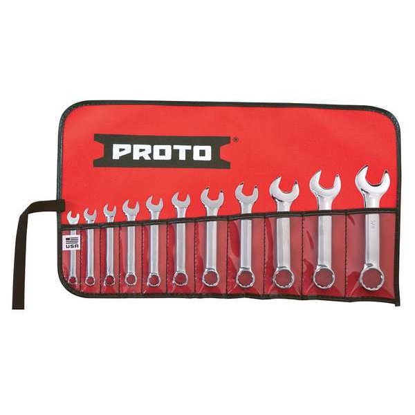Proto Combo Wrench Set, Short, SAE, 12 Pt, 11 PC - J1200ES-11
