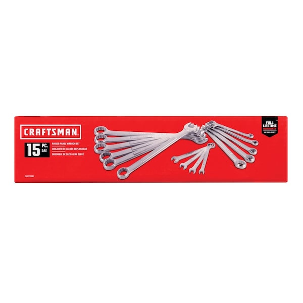 Craftsman Combination Wrench Set, SAE, 15 Tools - CMMT12067
