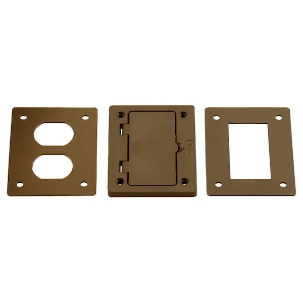 Hubbell Wiring Device-Kellems Electrical Box Cover, 1 Gang, Rectangular, Non-Metallic, Duplex Receptacle Cover - PFBR826BRA