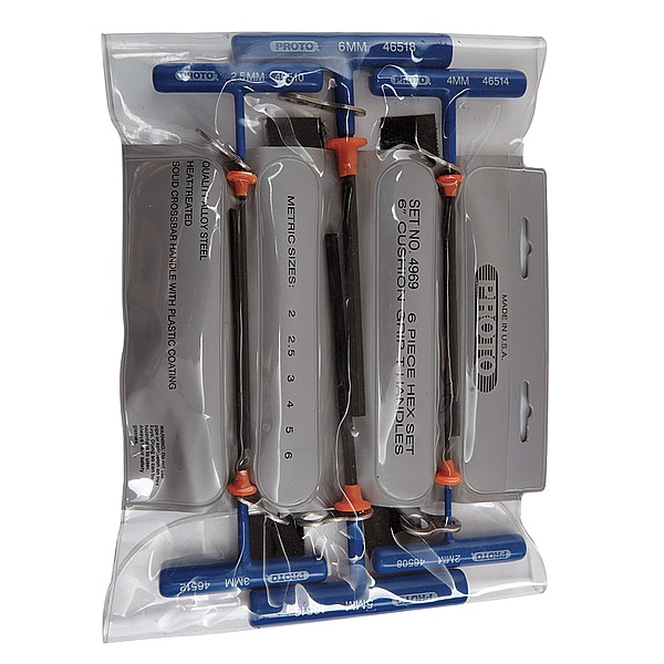 Proto 6 Piece Metric T-Shape Hex Key Set, J4969-TT - J4969-TT