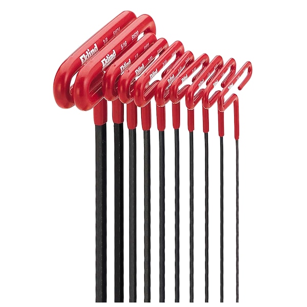 Eklind 10 Piece 6" SAE Cushion Grip T-Handle Hex Key Set - 53610