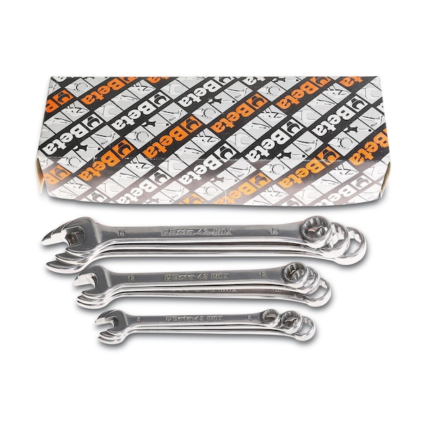 Beta 42INOX Stainless Steel, Set of 11 Metric 6-19mm, 15 Degrees Offset Combination Wrenches - 000420391