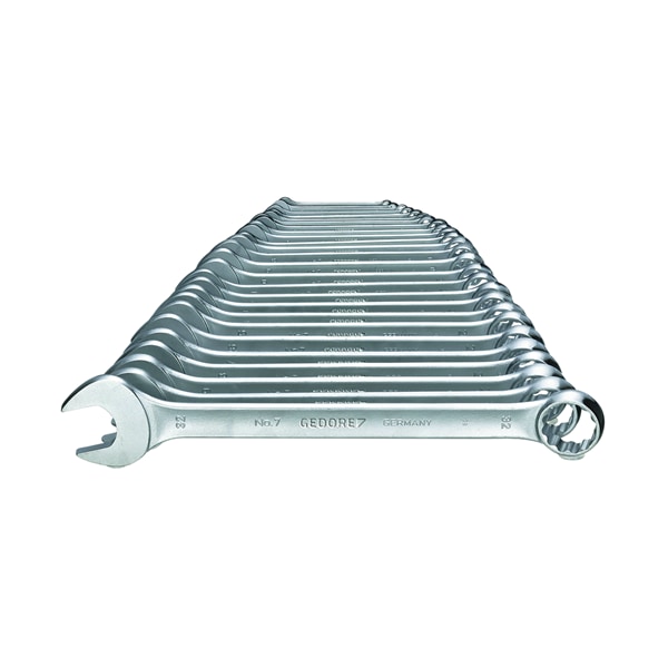 Gedore Combination Wrench Set, 26 pcs., 6-32mm, Wrench Head Sizes: 6mm to 32 mm - 7-026
