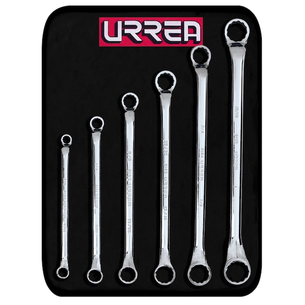 Urrea Full polished 12-point 45° box-end wreches (set of 6 pieces), inches - 8100C