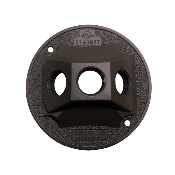 Sigma Electric Electrical Box Cover, Round, Metal Die-Cast, Cluster, Lampholder Cover - 14383BR