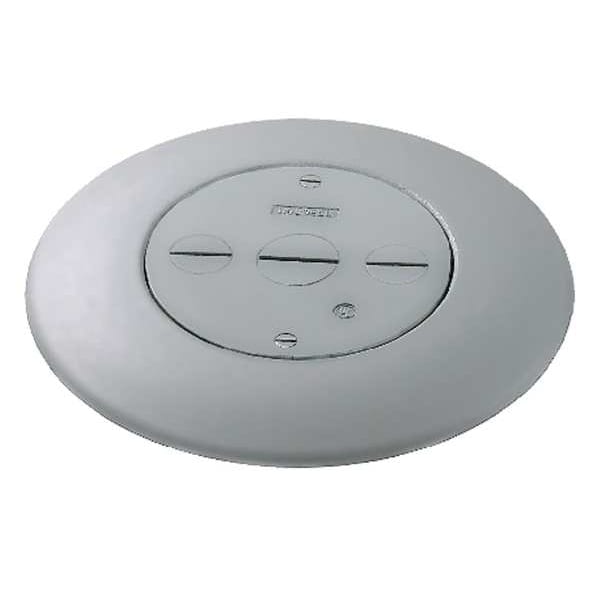 Hubbell Wiring Device-Kellems Electrical Box Cover, Poke Through Box Type, 1 Gang, Round, Aluminum, Furniture Feed Cover - FRF3GY