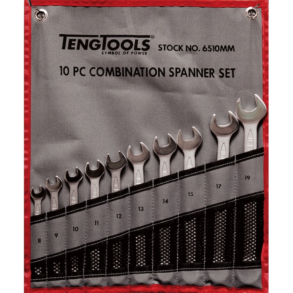 Teng Tools 6510MM - 10 Piece Metric Combination Spanner Set 8-19mm - 6510MM