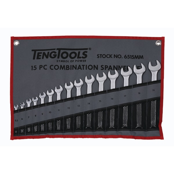 Teng Tools 6515MM - 15 Piece Metric Combination Spanner Set 5.5-19mm - 6515MM