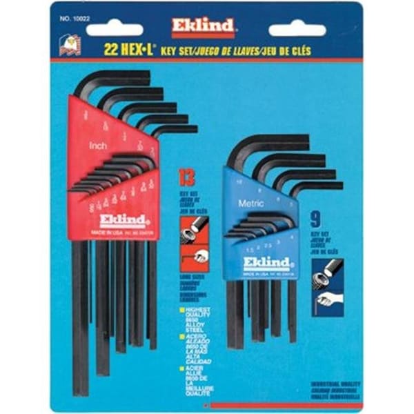 Eklind Eklind Tool 269-10022 22-Pc Short & Long L-Wrench Hex Key Set Inch & - 269-10022