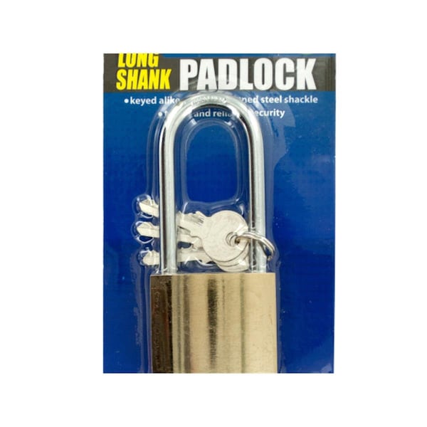 Kole Imports Bulk Buys OF454-4 Brass Coated Steel Padlock with Three Keys - 4 Piece -Pack of 4 - OF454-4