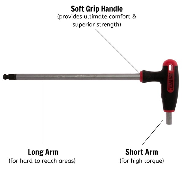 Teng Tools 12mm Metric Ball Point End T-Handle Hex Key Driver - 510512 - 510512