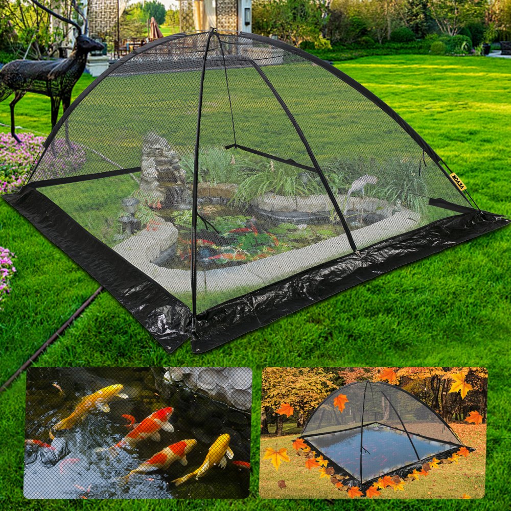 VEVOR Pond Cover Dome, 7x9 FT Garden Pond Net, 1/2 inch Mesh Dome Pond Net Covers with Zipper and Wind Rope, Black Nylon Pond Netting for Pond Pool and Garden - HYBHZ7X9FT0000001V0