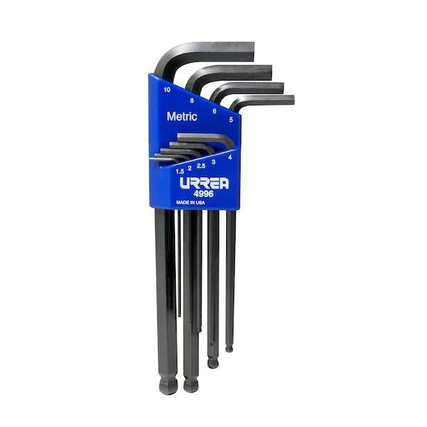 Urrea Heavy-duty metric ball-end L-type hex key set 9pc - 4996HD