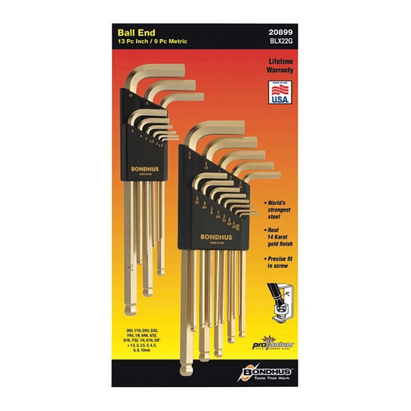 Bondhus 16 Piece Metric Fold-Up Hex Key Set, 14187 - 14187