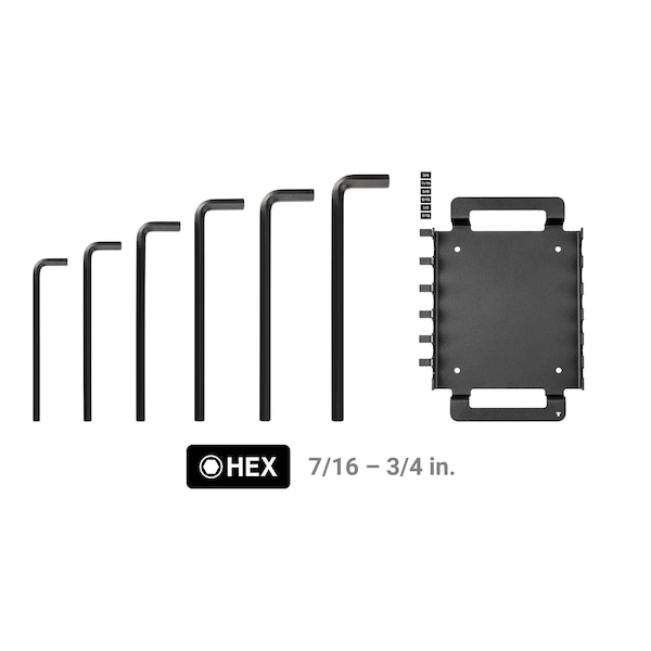 Tekton Flat End Hex L-Key Set with Rack, 6-Piece (7/16-3/4 in.) - KLX92101