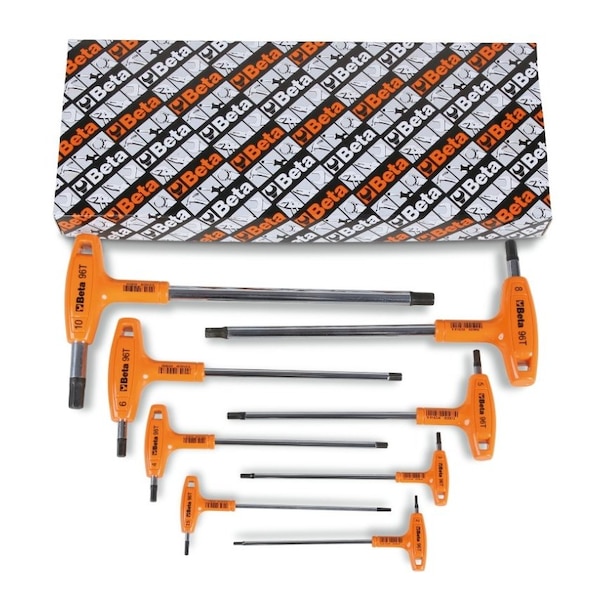 Beta 96T Set of 8 High Torque T-Handle Hex Key Wrenches, 2mm-10mm - 000960933