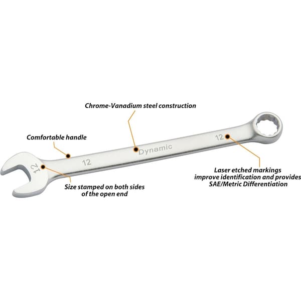 Dynamic Tools 19Pcs Metric Combo Wrench Set, Contractor Series, Satin, 6mm-24mm - D074223