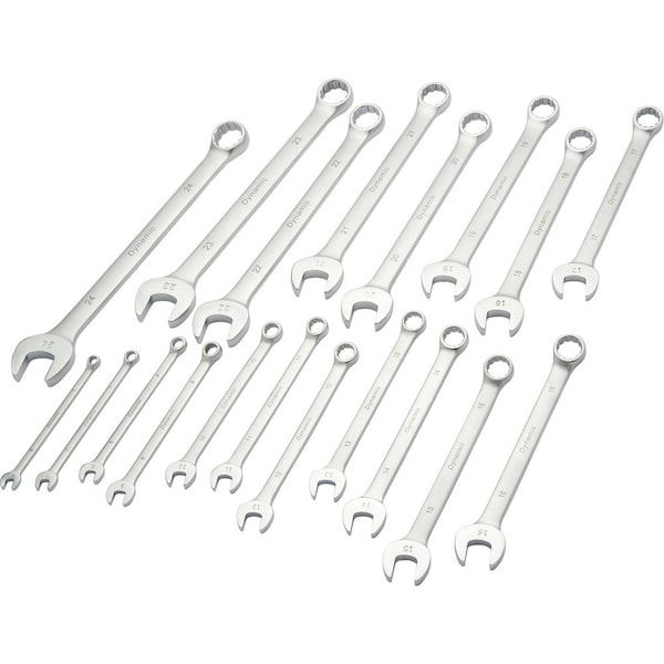 Dynamic Tools 19Pcs Metric Combo Wrench Set, Contractor Series, Satin, 6mm-24mm - D074223