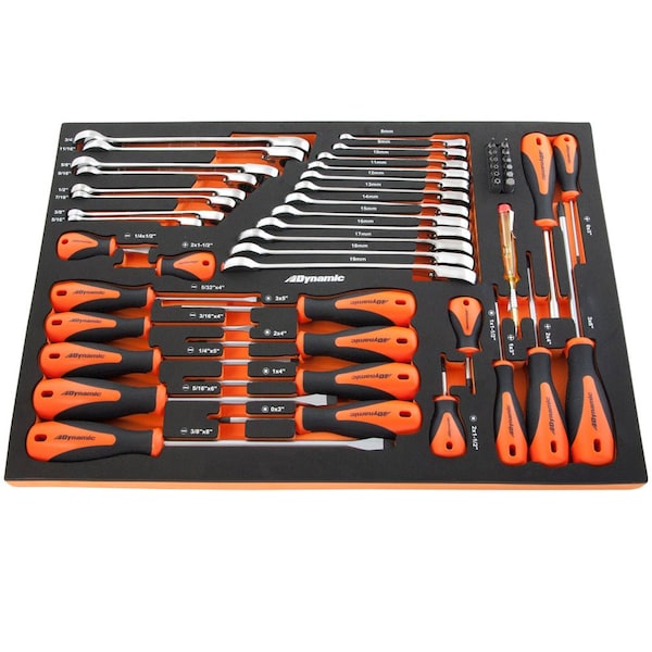 Dynamic Tools 41Pcs Screwdriver & Ratcheting Wrench Set W/ Foam Tool Organizer - D096001-FT3T