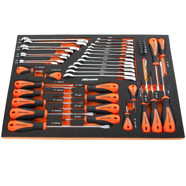 Dynamic Tools 41Pcs Screwdriver & Ratcheting Wrench Set W/ Foam Tool Organizer - D096001-FT3T