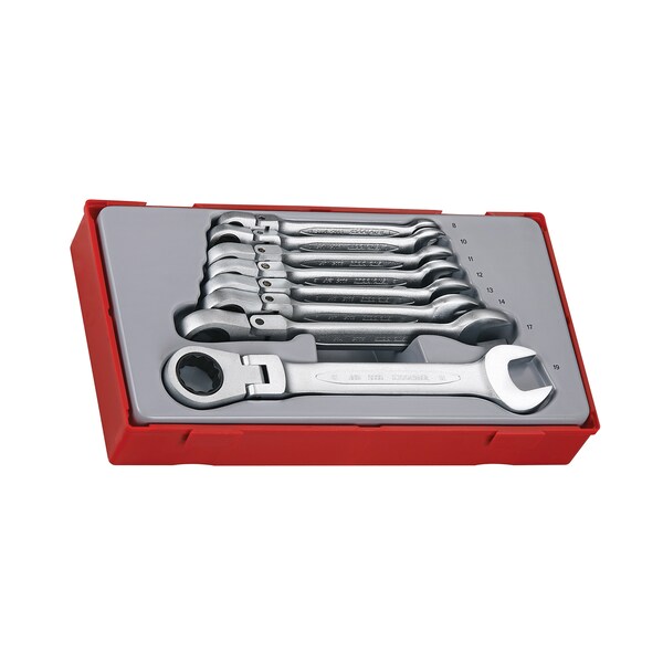 Teng Tools TT6508RF - 8 Piece Flexible Ratcheting Wrench Set 8 to 19m - TT6508RF